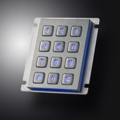 屋外12キー3X4マトリックスATMキオスクアクセスコントロールCNC工業用LEDバックライトバックライトメタル数字キーパッド